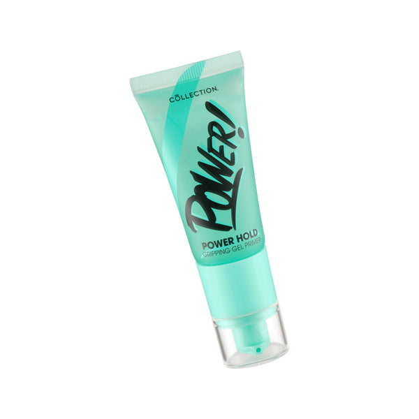 Power hold gripping gel primer. Turquoise green primer in turquoise green bottle.