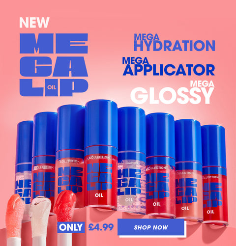 Collection Mega Lip Oils. Mega Hydration. Mega Glossy. Mega Applicator. Only £4.99